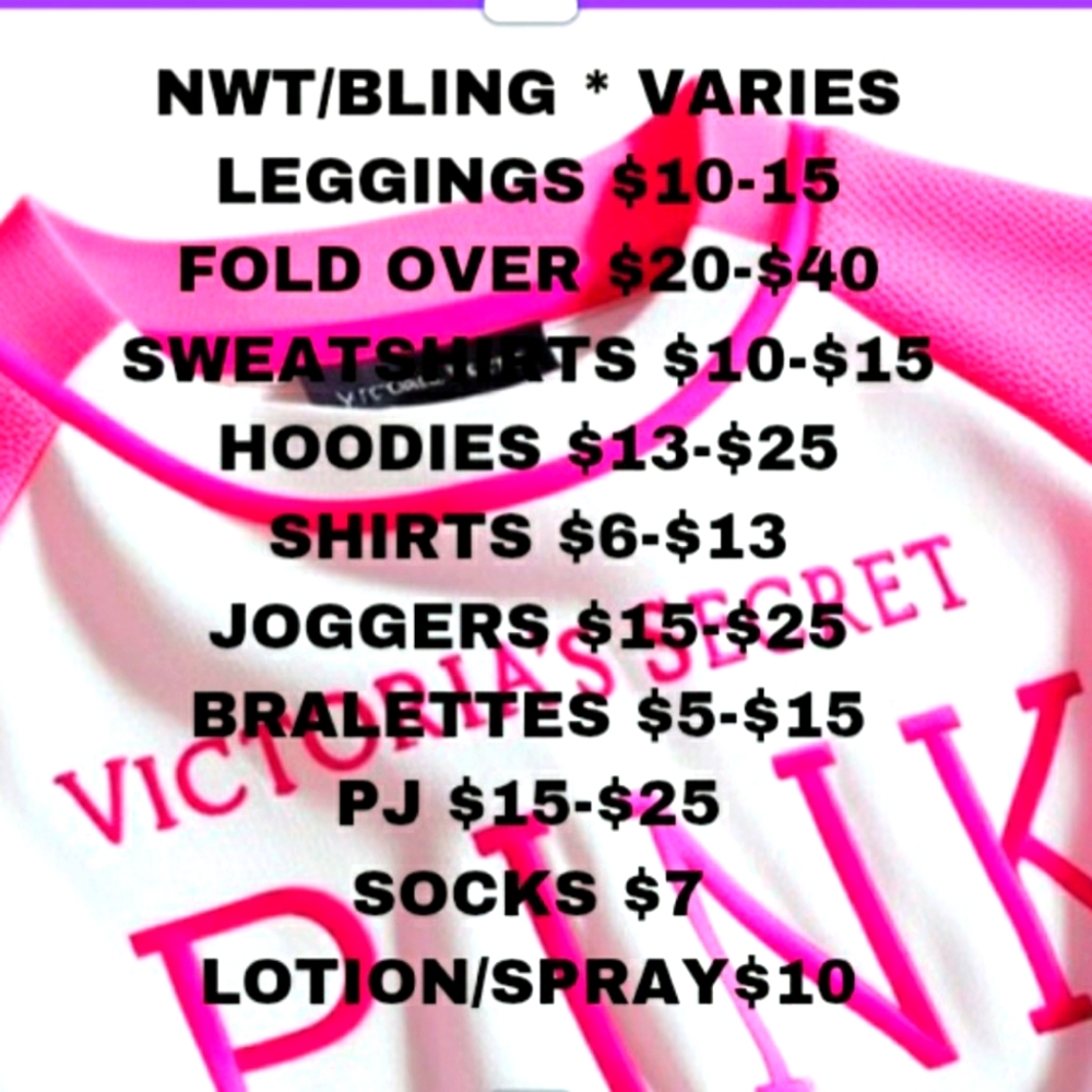 LIVE SHOW LISTING ONLY! Victoria's Secret Pink NWT & PRELOVED INVENTORY